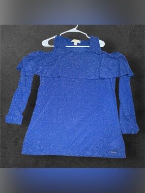 Michael Michael Kors Women’s XL Blue Metallic Shimmer Cold Shoulder